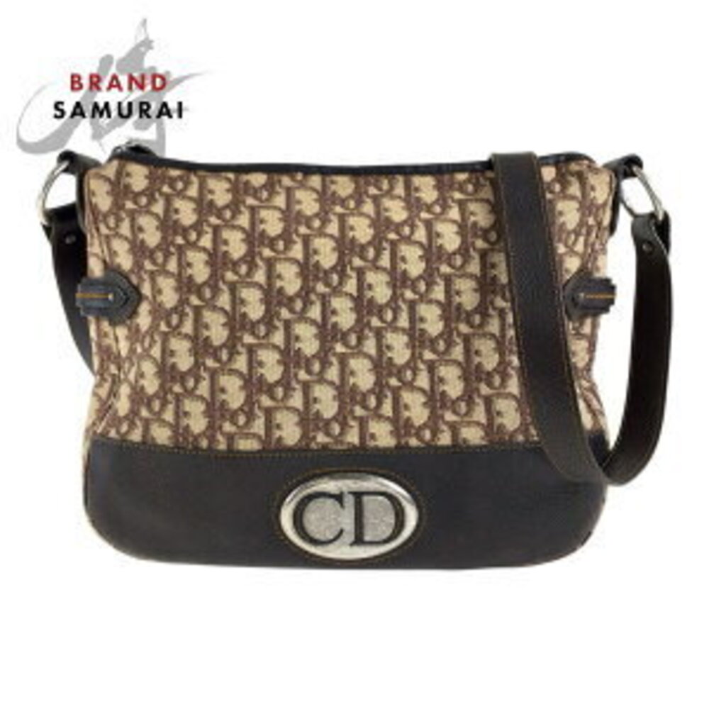 Christian Dior Trotter Bag Beige Tan Brown Canvas Leather Shoulder Messenger